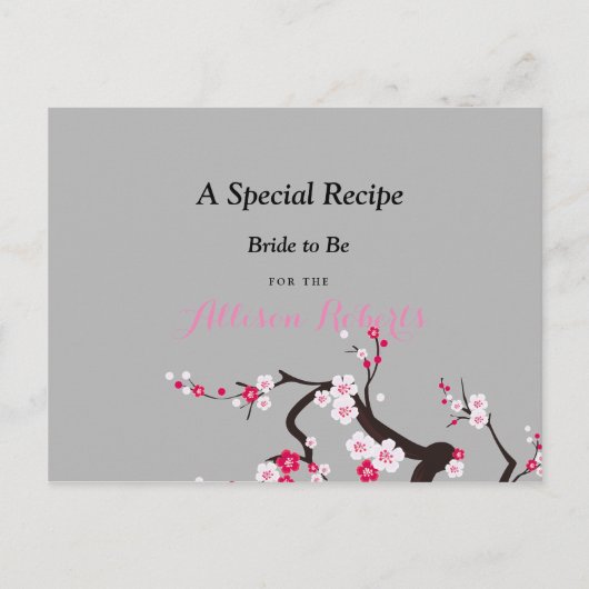 Cherry Blossom Roze Wit Vrijgezellenfeest Recept Briefkaart (Voorkant)