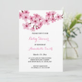 Cherry Blossom Roze Witte Bloemen Baby shower Kaart (Staand voorkant)