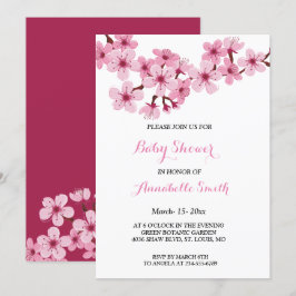 Cherry Blossom Roze Witte Bloemen Baby shower Kaart