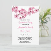 Cherry Blossom Roze Witte Bloemen Graduation Party Kaart (Staand voorkant)