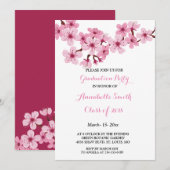 Cherry Blossom Roze Witte Bloemen Graduation Party Kaart (Voorkant / Achterkant)
