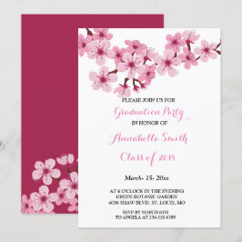 Cherry Blossom Roze Witte Bloemen Graduation Party Kaart
