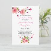 Cherry Blossom Roze Witte Bloemen Graduation Party Kaart (Staand voorkant)