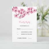 Cherry Blossom Roze Witte Bloemen Huwelijk RSVP (Staand voorkant)