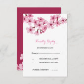 Cherry Blossom Roze Witte Bloemen Huwelijk RSVP (Voorkant / Achterkant)