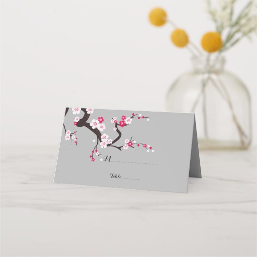 Cherry Blossom Roze Witte Bloemen Place Card Plaatskaartje (Voorkant)