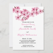 Cherry Blossom Roze Witte Bloemen Repetitie Diner Kaart (Voorkant)