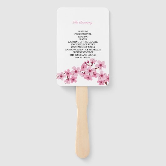 Cherry Blossom Roze Witte flora Trouwprogramma Handwaaier (Achterkant)