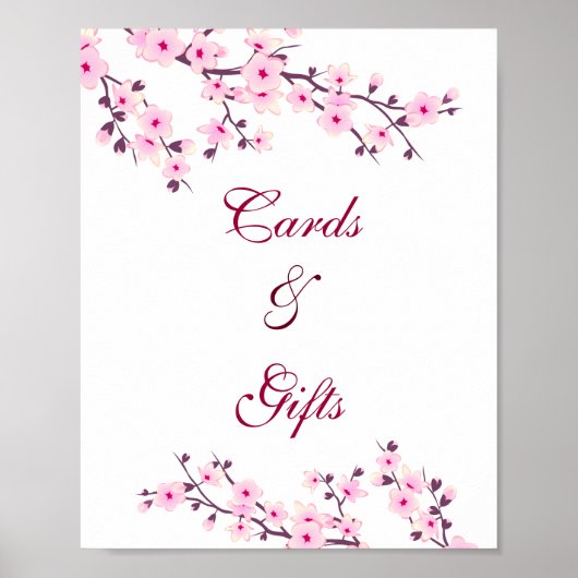 Cherry Blossom roze witte kaarten en cadeaubonnen Poster (Voorkant)
