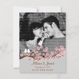 Cherry Blossom Roze Zilver Bewaar de datum Foto Save The Date