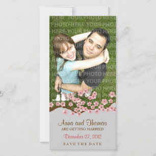 Cherry Blossom Roze Zilver Bewaar de datum Foto Save The Date