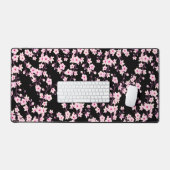 Cherry Blossom Roze Zwart Bloemen Bureaumat (Keyboard & Muis)