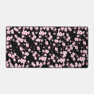 Cherry Blossom Roze Zwart Bloemen Bureaumat