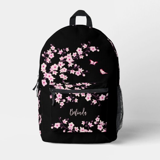 Cherry Blossom Roze Zwart Monogram Bedrukte Rugzak (Voorkant)