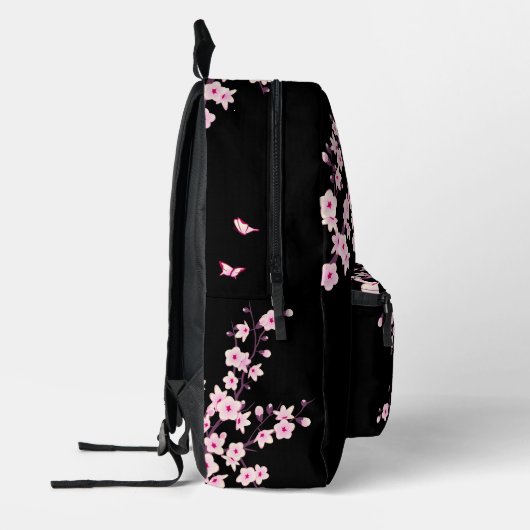 Cherry Blossom Roze Zwart Monogram Bedrukte Rugzak (Links)
