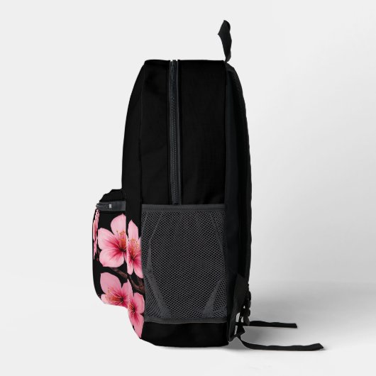 Cherry Blossom Roze Zwart Monogram Bedrukte Rugzak (Rechts)