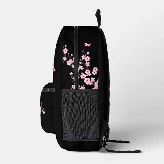 Cherry Blossom Roze Zwart Monogram Bedrukte Rugzak (Rechts)