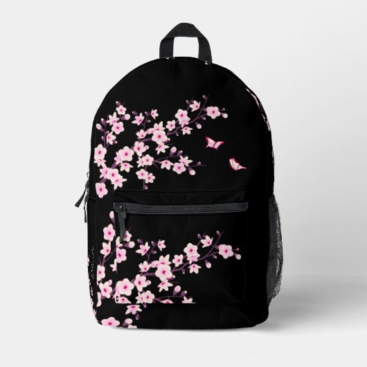 Cherry Blossom Roze Zwart Monogram Bedrukte Rugzak (Voorkant)