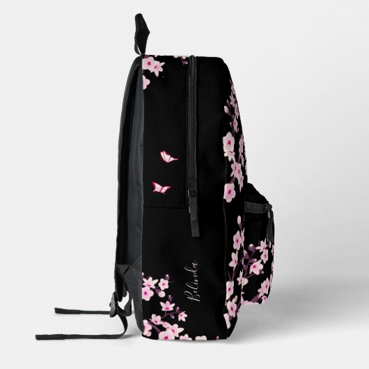 Cherry Blossom Roze Zwart Monogram Bedrukte Rugzak (Links)