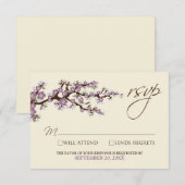 Cherry Blossom RSVP Card (lavendel) (Voorkant / Achterkant)