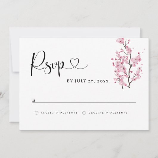 CHERRY Blossom RSVP Card Save The Date (Voorkant)