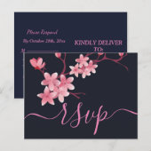 Cherry Blossom RSVP Invitation Briefkaart (Voorkant / Achterkant)