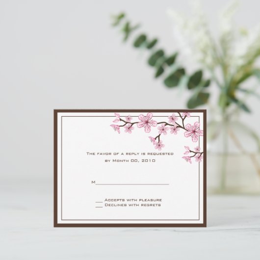 Cherry Blossom RSVP-kaarten RSVP Kaartje (Staand voorkant)