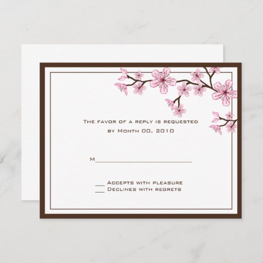 Cherry Blossom RSVP-kaarten RSVP Kaartje (Voorkant / Achterkant)