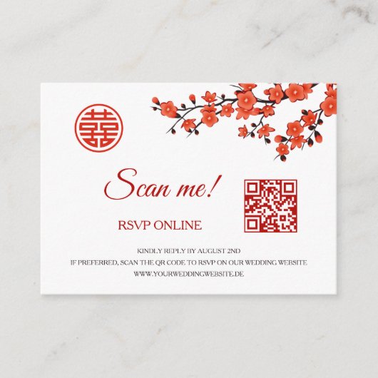 Cherry Blossom RSVP Online | QR-code Informatiekaartje (Voorkant)