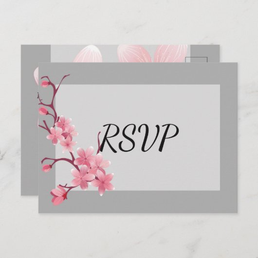 Cherry Blossom RSVP Uitnodiging Briefkaart (Voorkant / Achterkant)