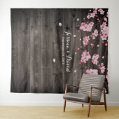Cherry Blossom Rustic Barn Wedding Backdruppels Wandkleed (In Situ (horizontaal))