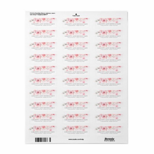 Cherry Blossom Rustic Pink Floral Address Label (Full Sheet)