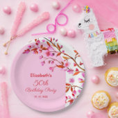 Cherry Blossom Sakura Bloem Roze Wit Verjaardag Papieren Bordje (Feest)