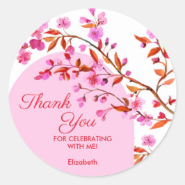 Cherry Blossom Sakura Bloem Roze Wit Verjaardag Ronde Sticker