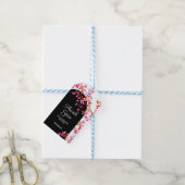 Cherry Blossom Sakura Bloem Zwart Wit Verjaardag Cadeaulabel (Met Touw)