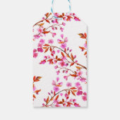 Cherry Blossom Sakura Bloem Zwart Wit Verjaardag Cadeaulabel (Achterkant)