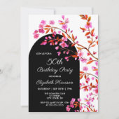 Cherry Blossom Sakura Bloem Zwart Wit Verjaardag Kaart (Voorkant)