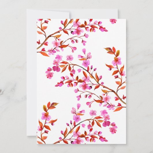 Cherry Blossom Sakura Bloem Zwart Wit Verjaardag Kaart (Achterkant)