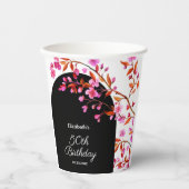 Cherry Blossom Sakura Bloem Zwart Wit Verjaardag Papieren Bekers (Voorkant)