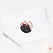 Cherry Blossom Sakura Bloem Zwart Wit Verjaardag Ronde Sticker (Envelop)