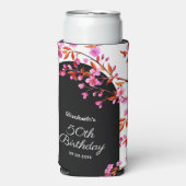 Cherry Blossom Sakura Bloem Zwart Wit Verjaardag Seltzer Blikjeskoeler (Seltzer Voorkant)