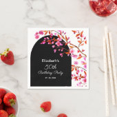 Cherry Blossom Sakura Bloem Zwart Wit Verjaardag Servet (Insitu)