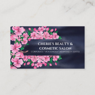 Cherry blossom sakura blue roze chic Beausalon Visitekaartje