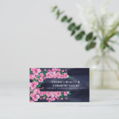 Cherry blossom sakura blue roze chic Beausalon Visitekaartje (Staand voorkant)