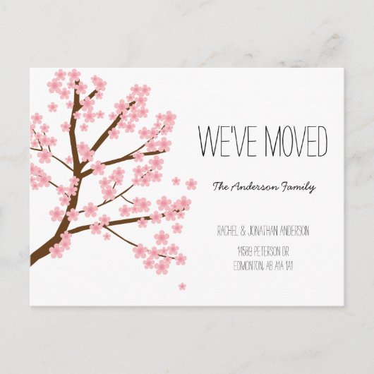  Cherry Blossom Sakura Boom We hebben ons verplaat Briefkaart (Voorkant)