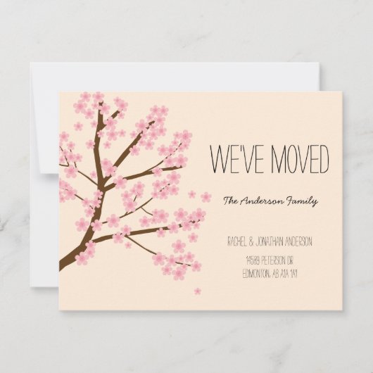 Cherry Blossom Sakura Boom We hebben ons verplaat Kaart (Voorkant)