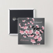 Cherry blossom (Sakura) Bridesmaid Vierkante Button 5,1 Cm (Voorkant /achterkant)