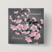 Cherry blossom (Sakura) Bridesmaid Vierkante Button 5,1 Cm (Voorkant)