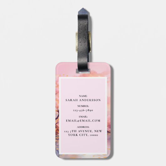 Cherry Blossom Sakura Bruiloft Save The Date Bagagelabel (Achterkant verticaal)