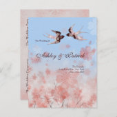 Cherry Blossom Sakura en Love Swallows Programme Aankondigingskaart (Voorkant / Achterkant)